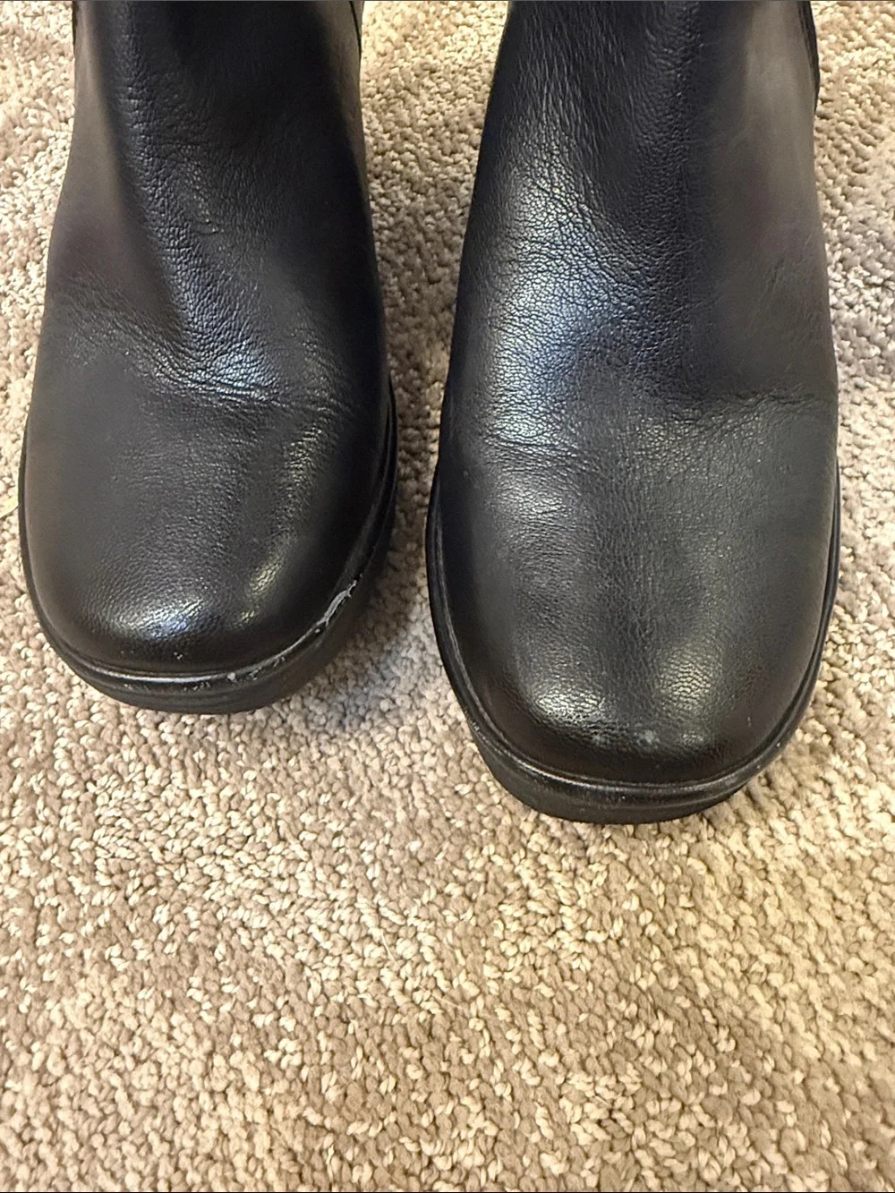 Fly London women’s black leather wedge boots zip up with silver hardware chunky